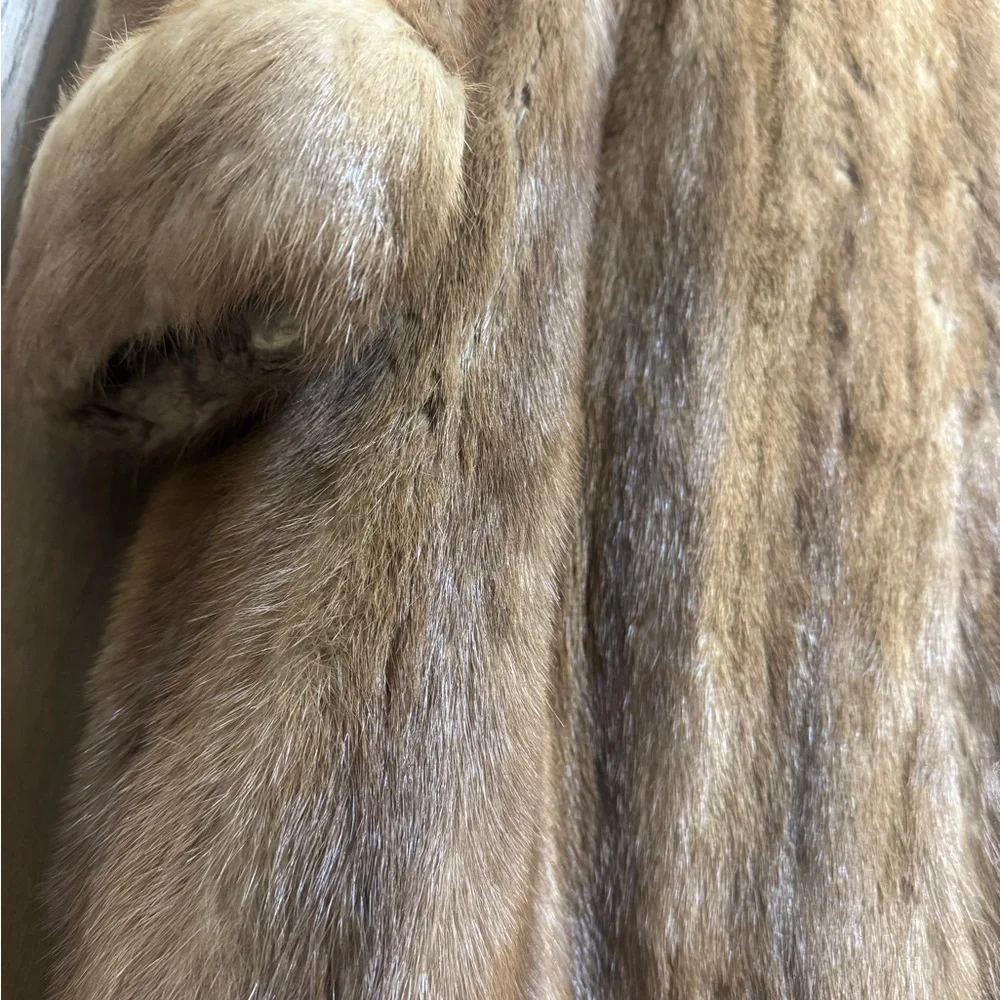 Custom made Mink Fur coat ladies Size 12-14 Jacket with Plush Fur Collar - Picture 9 of 16